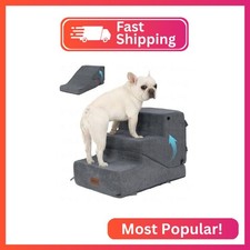 SIEMOUR 3-Step Dog Stair and Ramp for Small Dogs and Cats, Pet Steps for Sofa an