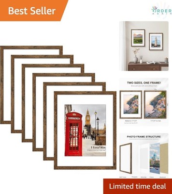 Frame Set 6 Brown Woodgrain Wall Mount Tabletop Photo Collage 11x14