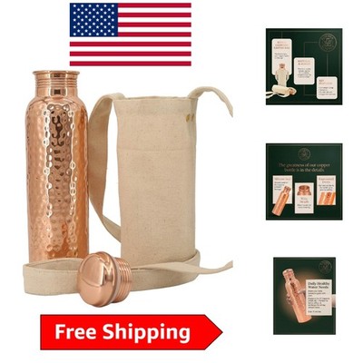 Artisan Copper Water Bottle 34oz with Carry Bag - Health & Wellness Must-Have