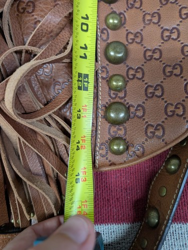 Gucci Hobo Bag Handtasche braun Monogramm Leder Wildleder Babouska Fransen - Bild 13 von 13
