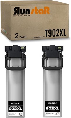 Run Star 902XL T902XL Black Ink Pack 2-Pack Epson WF-C5210 WF-C5290 WF-C5710 OB