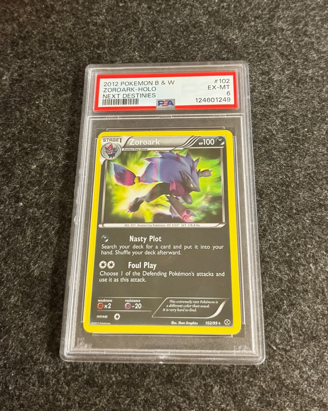 Zoroark 102/99 Next Destinies Holo Secret Rare Pokemon 2012 PSA 6