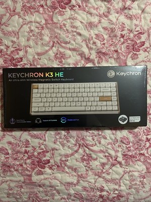 Keychron K3 HE Low Profile Wireless Magnetic Keyboard White Wood New Sealed !!