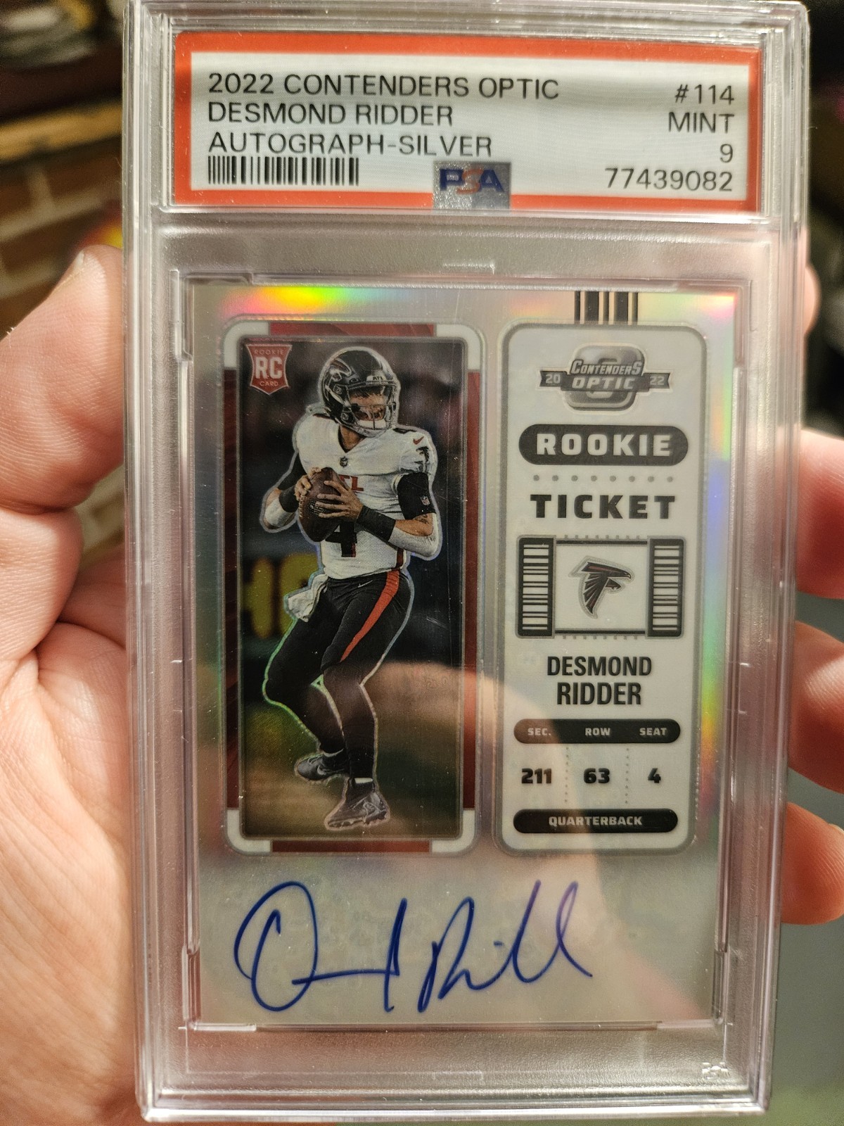 PSA 9 2022 Contenders Optic Desmond Ridder SILVER ROOKIE AUTO🔥RC SSP #114🔥MINT