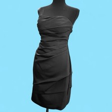 Bridesmaid Wedding Guest David’s Bridal F14212 Black Short Ruched Mini Dress 2