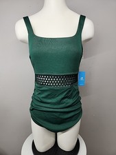 NWT Cupshe Womens One Piece Swimsuit Size Medium Ribbed Green Color