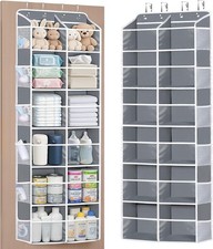 Over the Door Organizer Behind Door Storage with Clear Deep Pockets 6 Tiers