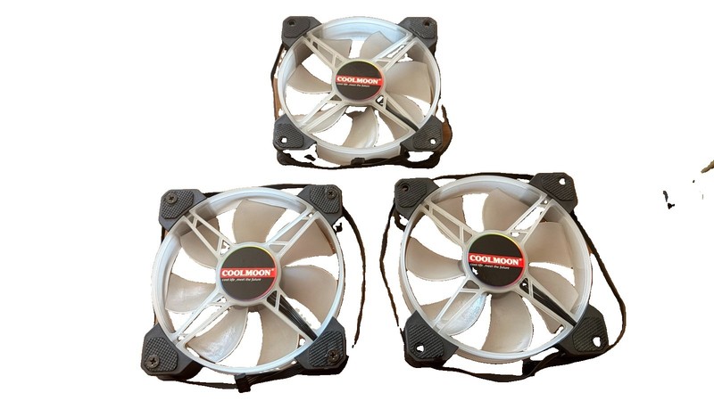 COOLMOON PC Case Cooling Fans 3-Pack, Black Frame with White Blades