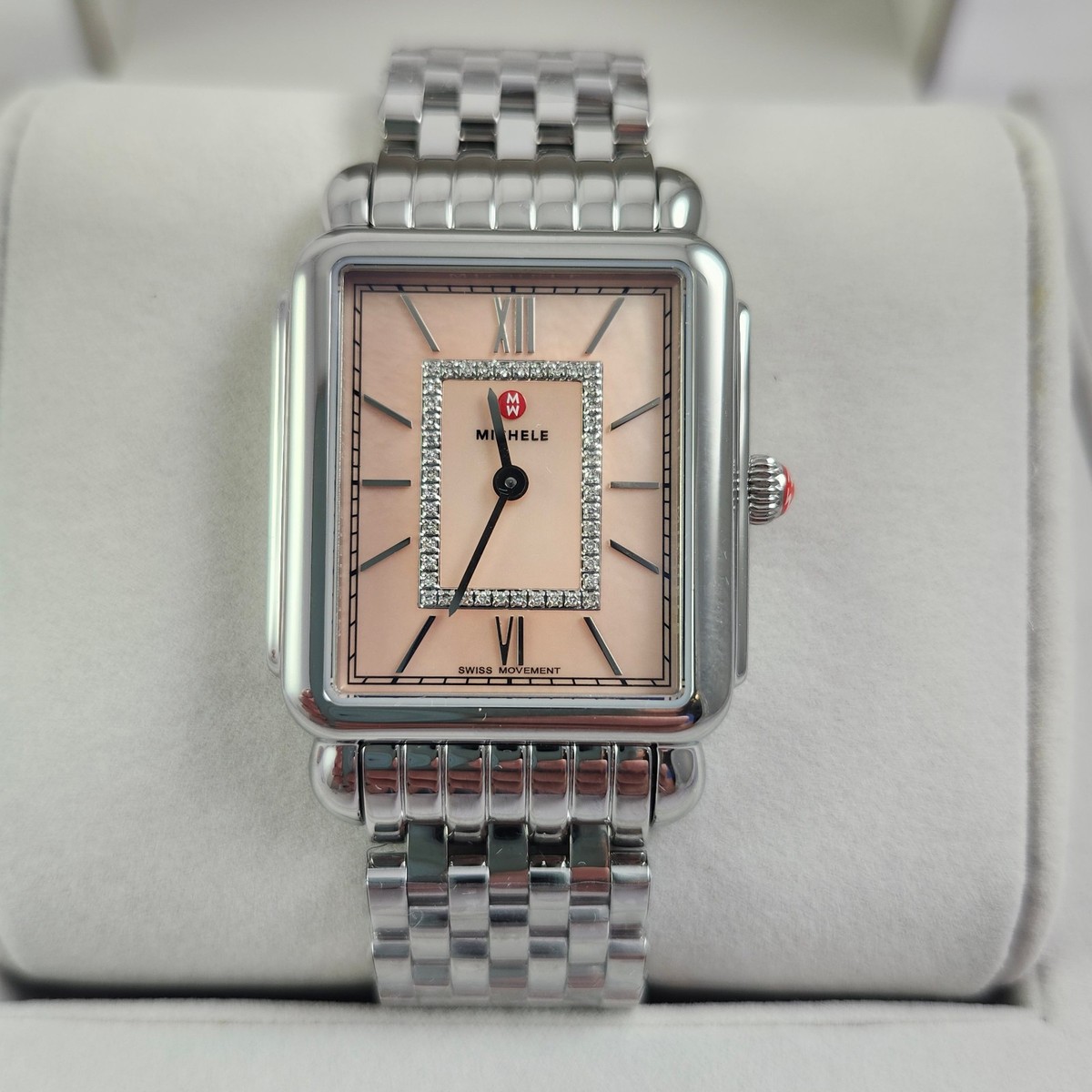 NEW Michele Deco II Silver & Diamond Pink Blush Watch  display picture 2