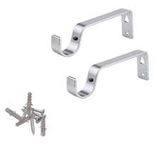 2 Pcs Curtain Pole Rod Brackets 28mm Holder S Hooks Metal Heavy Duty Rod Bracket