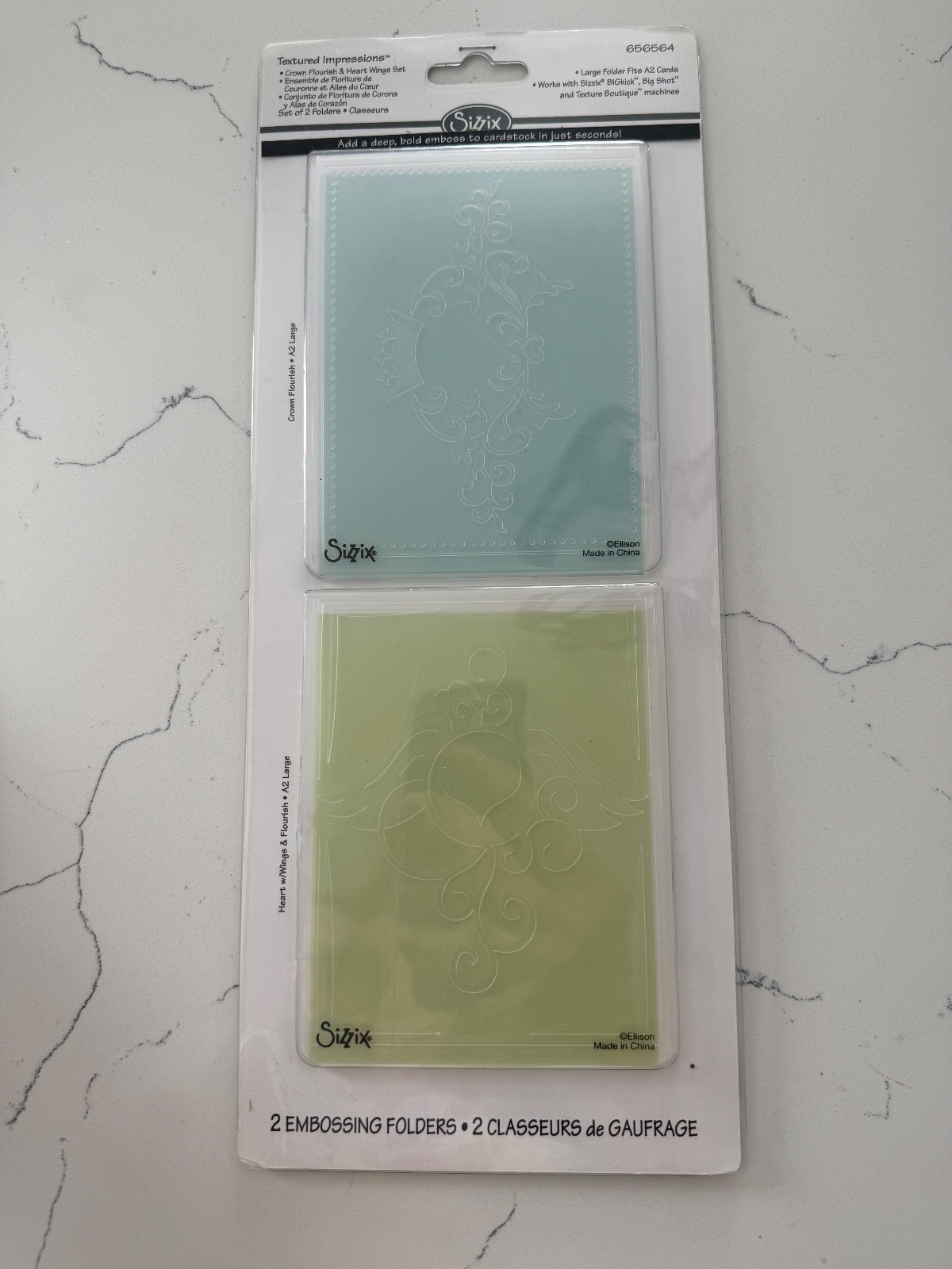 Sizzix Textured Impressions Large Folder ~ Crown Flourish & Heart Wing Set Craft