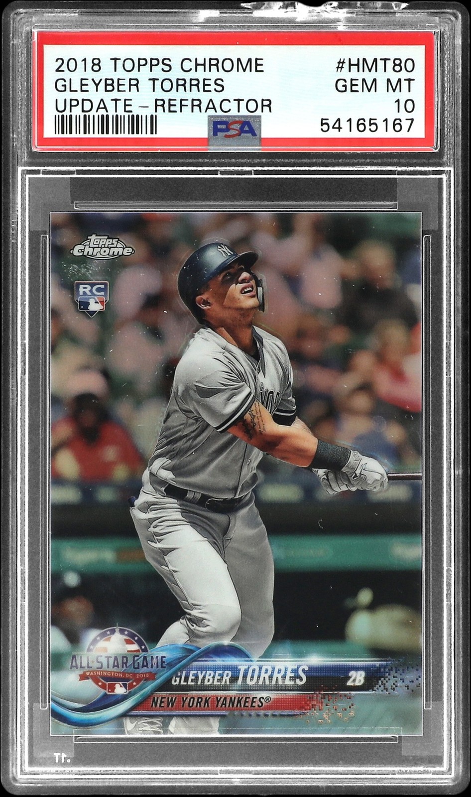 2018 TOPPS CHROME UPDATE REFRACTOR #HMT80 GLEYBER TORRES ROOKIE RC 47/250 PSA 10