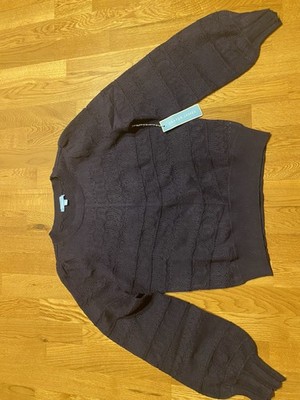Draper James Knit Sweater Navy Size medium NWT, Ruffle Shoulders