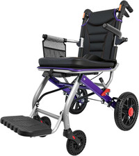 19.4Lbs Ultra Lightweight Folding Wheelchair for Adults  Seniors, 12" PU Rear W