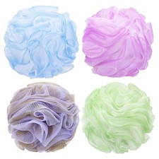 4Pk Bath Loofah Sponge 60G Shower Pouf Body Scrubber Exfoliating Ball 4 Colors
