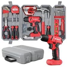 Hi-Spec 58pc Red 8V USB Cordless Drill Driver & Home DIY Tool Kit