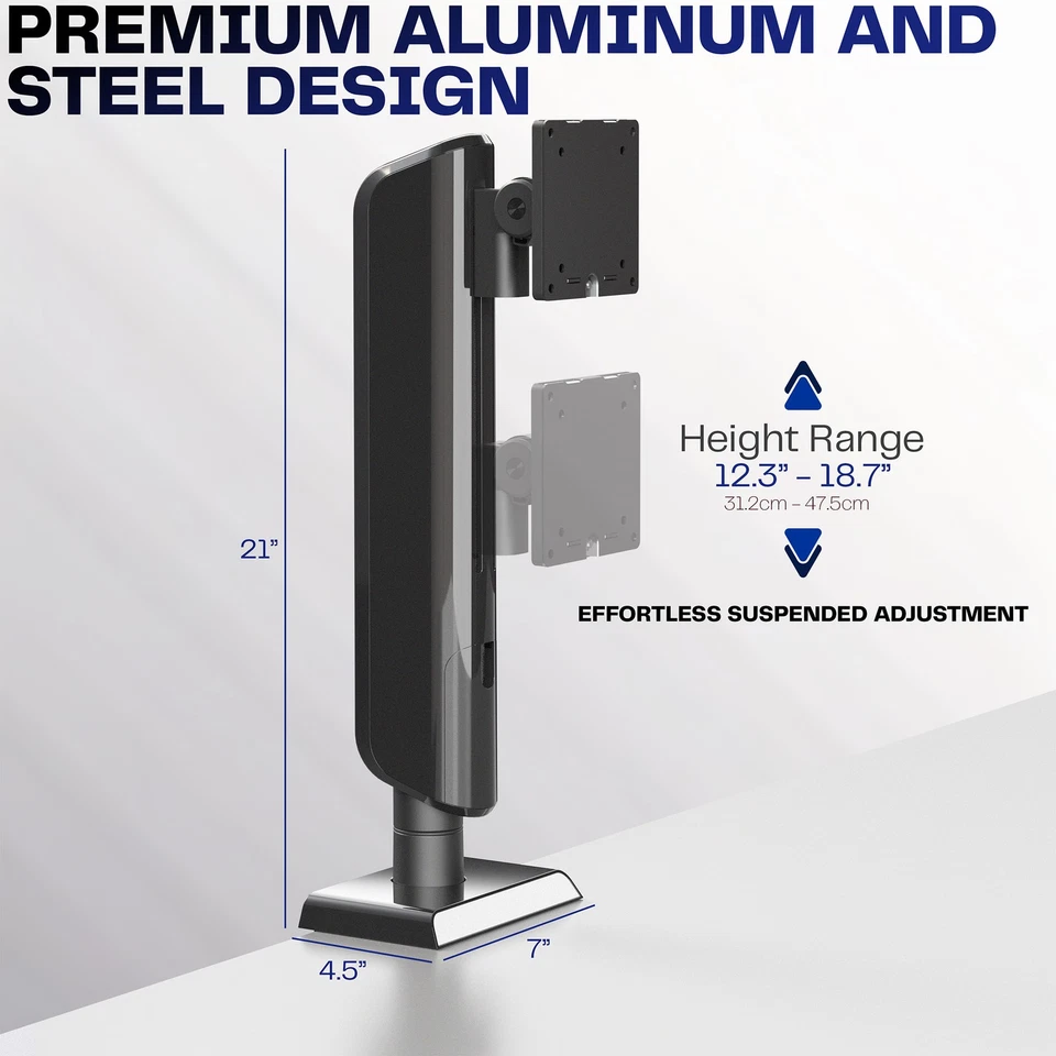 VIVO Vertical Lift Single Ultrawide Monitor Desk Mount, Up to 49" Screens - Image 3 of 4