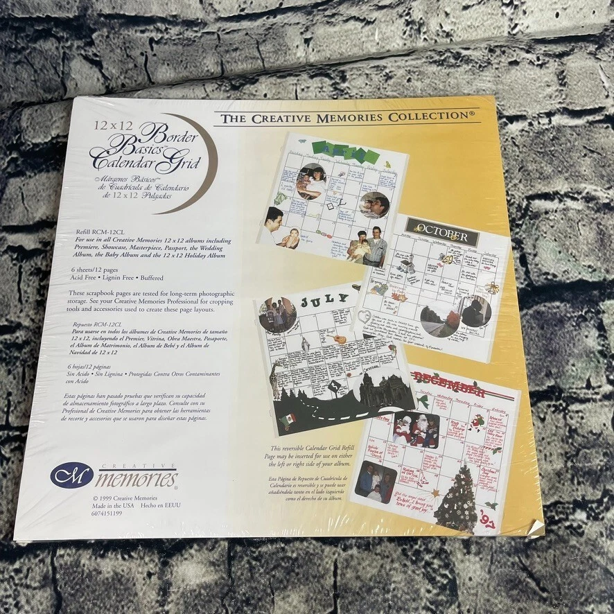 Creative Memories 1999 12x12” Border Basic Calendario Cuadrícula 2 paquetes Foto 2 de 4