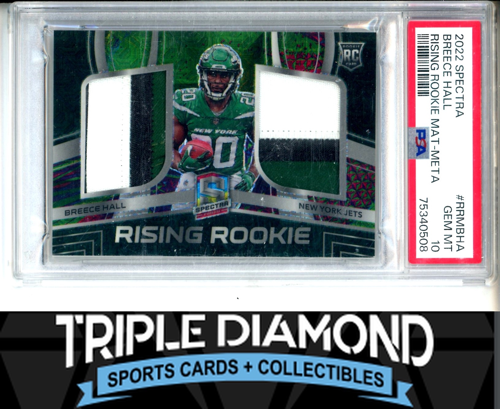 Breece Hall Panini Spectra Rising Rookie Materials #RRMBHA Base