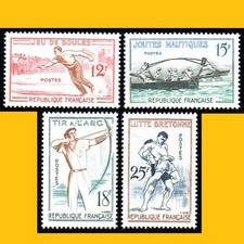 4 FRANCE 1958 - SERIE JEUX TRADITIONNELS - N° 1161 A 1164 - NEUFS **