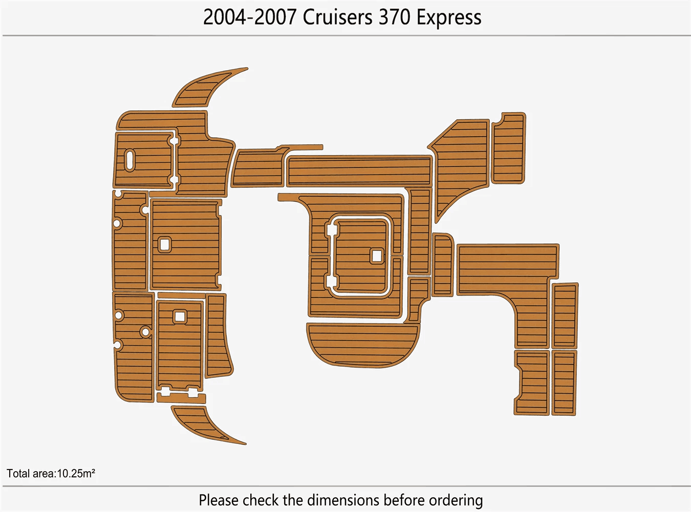 2005 Cruisers 370 Express Cockpit Swim Platform Boat EVA Pads Teak Deck Flooring