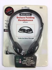 Music Gear Deluxe Folding Headphones High Quality ModelG0222 Works W/ Apple Prod
