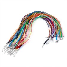 100x Multi-strand 3 Loop Waxed Cord Necklace Organza Ribbon Cord Jewelry Making