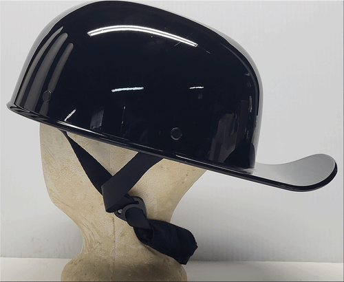 BASEBALL STYLE HELMET GLOSS BLACK LOW PROFILE BIKER MOTORCYCLE NOVELTY LID - Picture 2 of 5