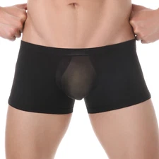 Men Boxer Briefs Trunks Seamless Shorts Underwear Breathable Underpants Ice Silk