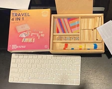 SunnyLife Travel 4 in 1 Super fly Portable Game Set Dominos, cards, sticks, dice