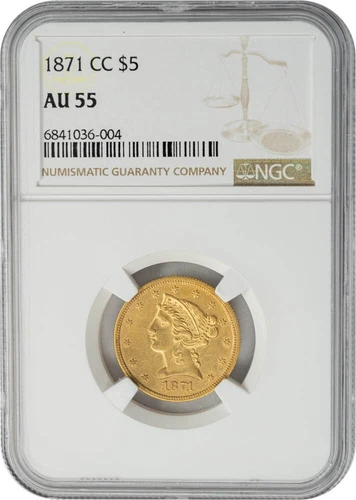 1871-CC $5 Gold Liberty AU55 NGC 950080-1