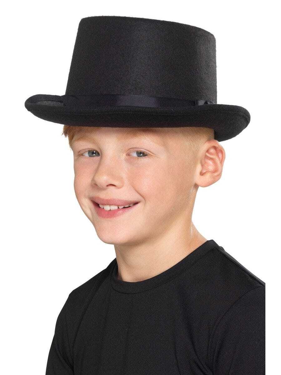 AC439 Black Top Hat Kids Magician Wedding Child Lincoln Ringmaster 20s Costume