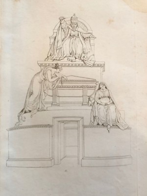 KUPFERSTICH KUNST DRUCK LASINIO NACH ANTONIO CANOVA GRAB CLEMENT XIV