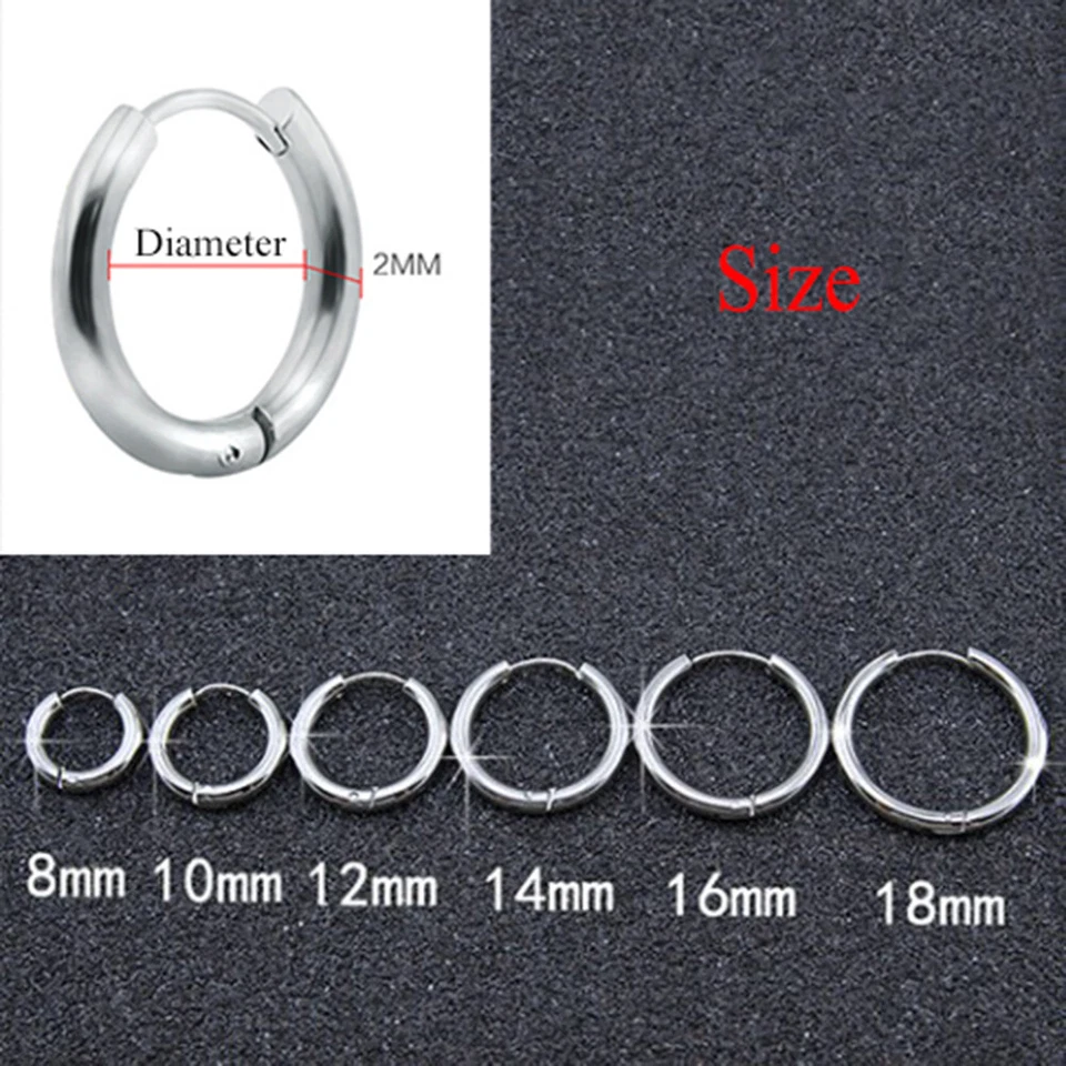 Unisex Titanio Acero Aro Anillo Pendientes Hombres Mujeres Joyería Punk Regalo Foto 2 de 4