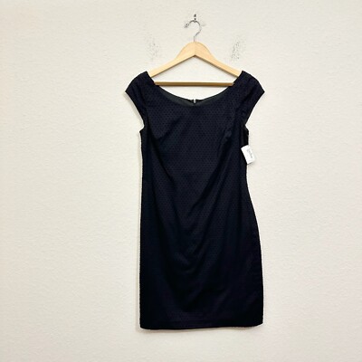 TOCCA Mini Dress Womens Sz 6 Black Textured Polka Dot Sheath Boat Neck Party NWT