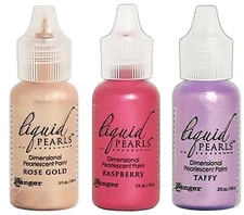 Ranger, Liquid Pearls, Dimensional Paint, 3, Rose Gold, Raspberry, Taffy