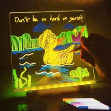 Board Acrylic LED with Dry Erase Note Message Light Colors Drawing DIY for Gift
