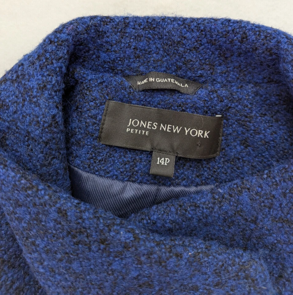 Abrigo para mujer Jones New York talla 14P mezcla de lana azul cremallera completa Foto 4 de 4