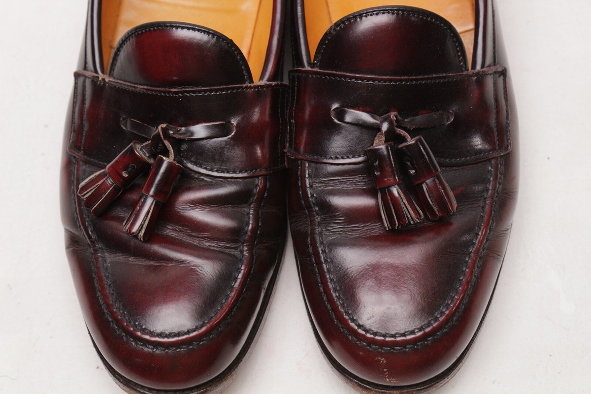 Sears Mens Vintage Burgundy Leather Tassel Loafers Oxblood Dress Shoes Size 8 Tassel Loafers in burgundy leather main image 4