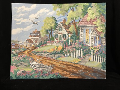 VINTAGE MID CENTURY PAINT BY NUMBERS STYLE 19.75'' x 16'' SCENIC COVE PAINTING 