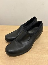 Footglove Ladies black leather Wedge pull on shoes Size UK 5.5