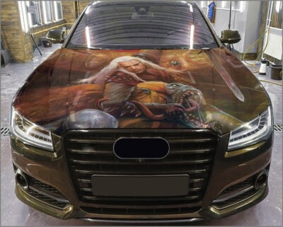 Car Hood Wrap Monster Slayer Vinyl Sticker Fantasy Warrior Color Custom Decal