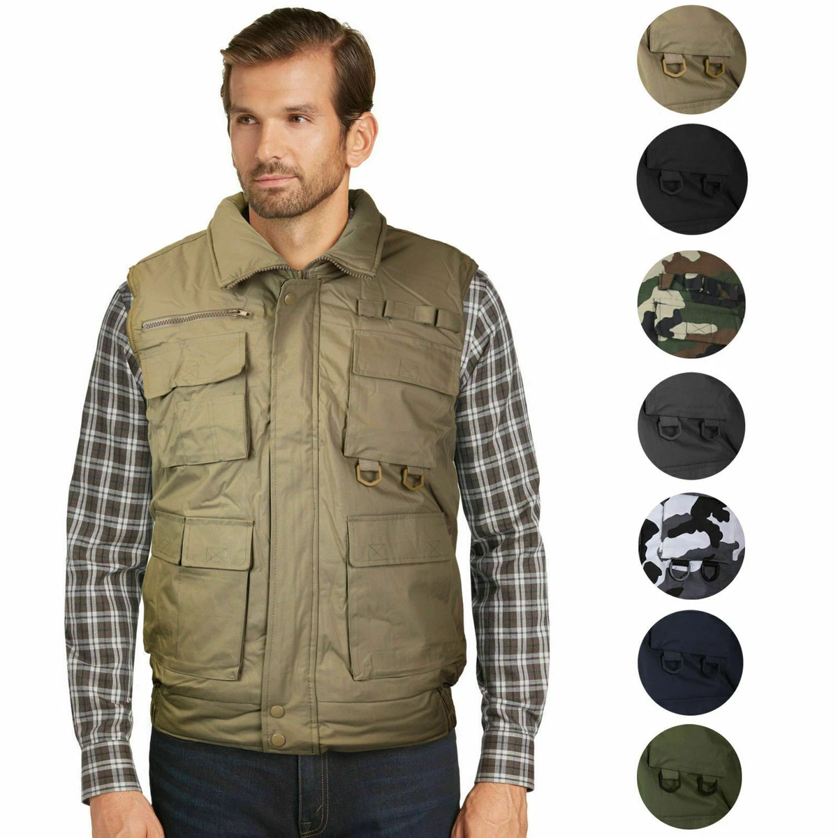 Men s Premium Multi Pocket Zip Up Military Fishing Hunting Utility Tactical Vest