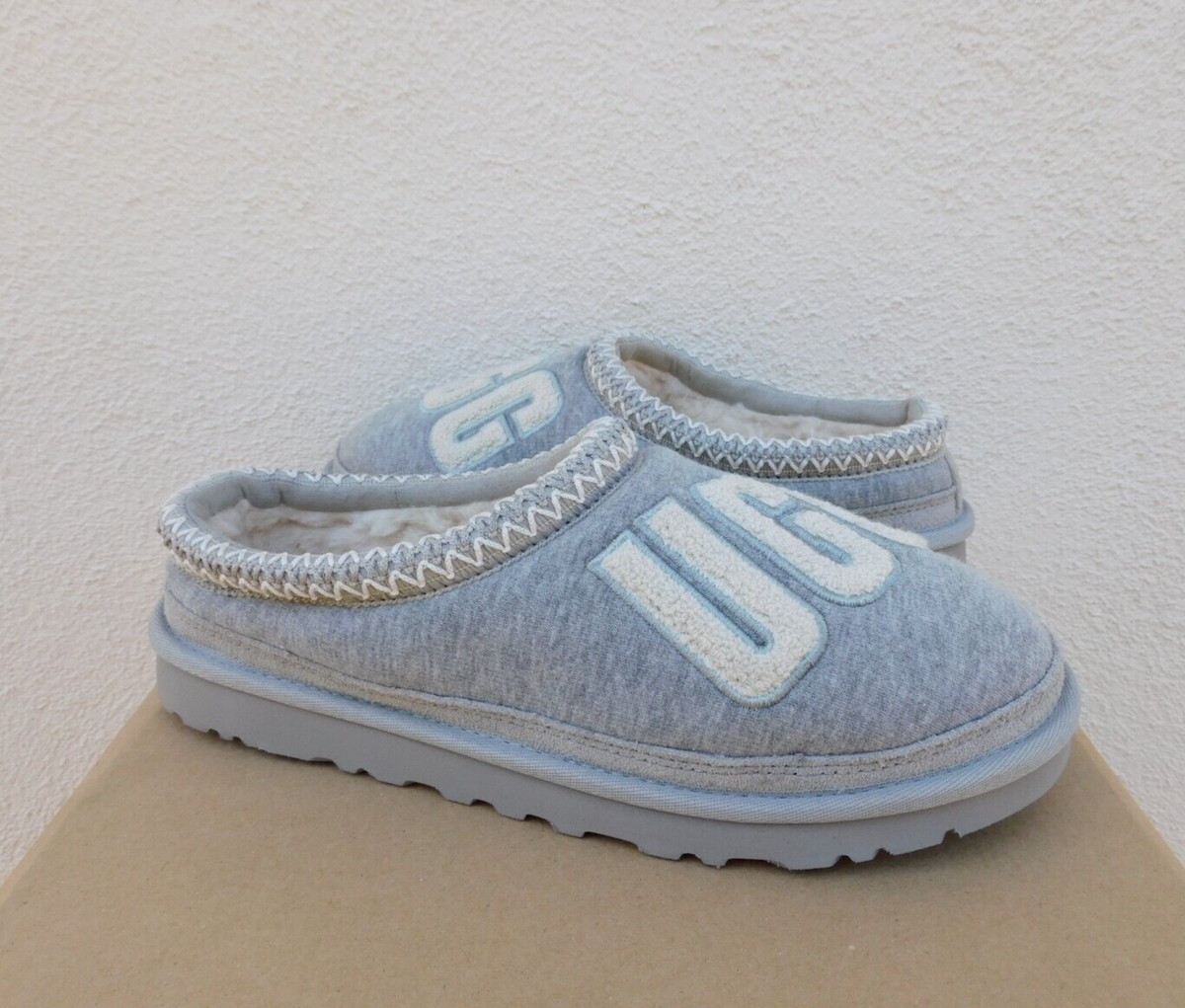UGG SEAL GREY TASMAN FUR JERSEY COZY WOOL SLIPPERS SHOES, MEN US 11/ EUR 44  ~NEW