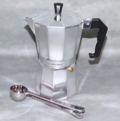 MOKA ESPRESSO MALDONI STOVETOP (6-2ozCUP)  + COMBO NEW MEASUREING SPOON&BAG CLIP