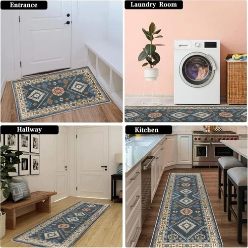 Kitchen Rug Sets 3 Piece with Runner Non Slip Kitchen Rugs and Mats Washable Mat