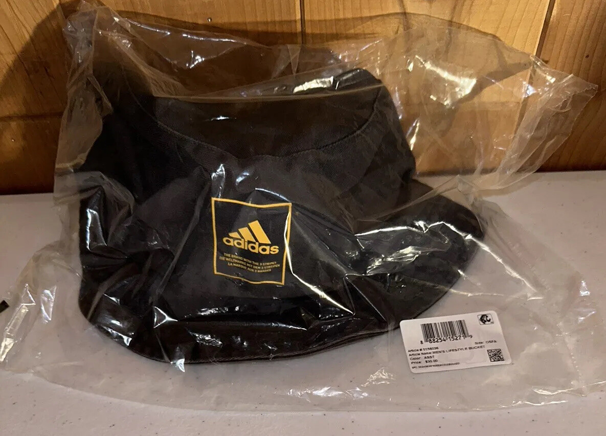 ADIDAS Lifestyle Washed Bucket Hat &bull; Grey / Bold Gold &bull; One Size 5156036 NEW