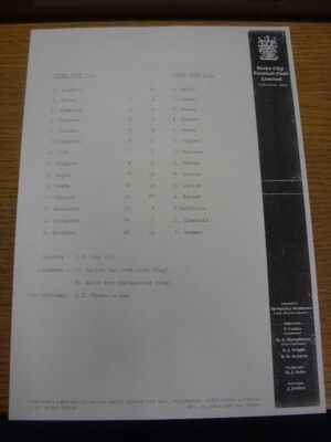 08/05/1994 Teamsheet: Stoke City v Luton Town. Thanks for viewing our item, rega