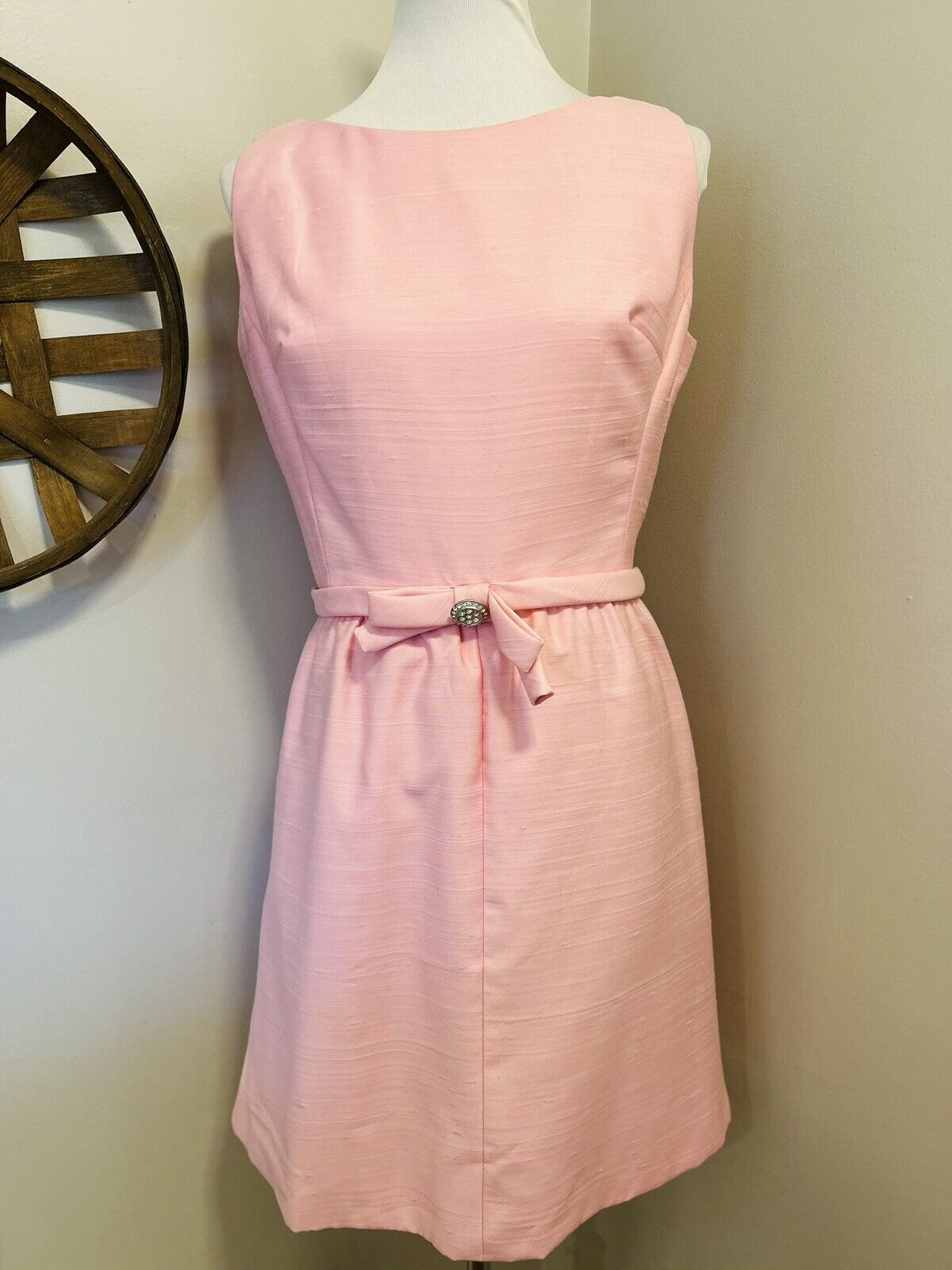 Vintage Garfinckel’s Baby Pink cocktail Dress Pil… - image 1