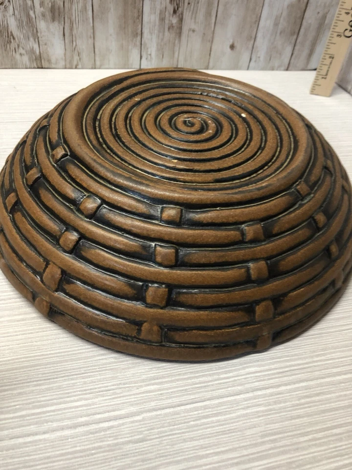 Винтажная керамическая корзина стиль чаша сплетенный вид керамики 12 «x 3» тяжелый 3 + фунтов бесплатный S/H - Изображение 4 из 4